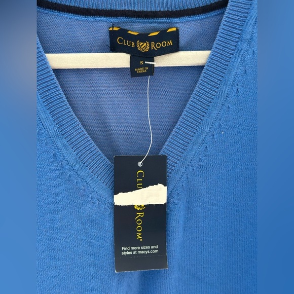 New Club Room Men’s V-Neck Sweater Vest Size Small Blue - Picture 4 of 5